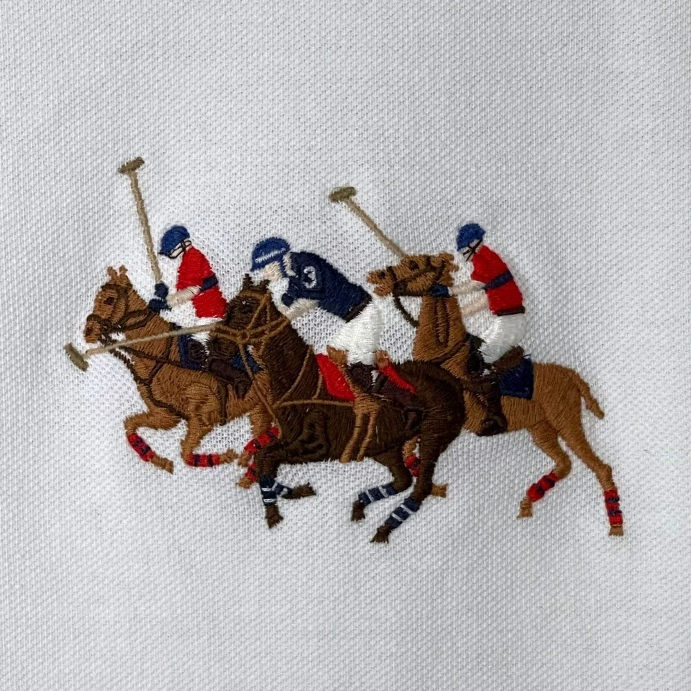 Polo Ralph Lauren Mens 4XLT Tall White Triple Pony Polo Shirt Short Sleeve